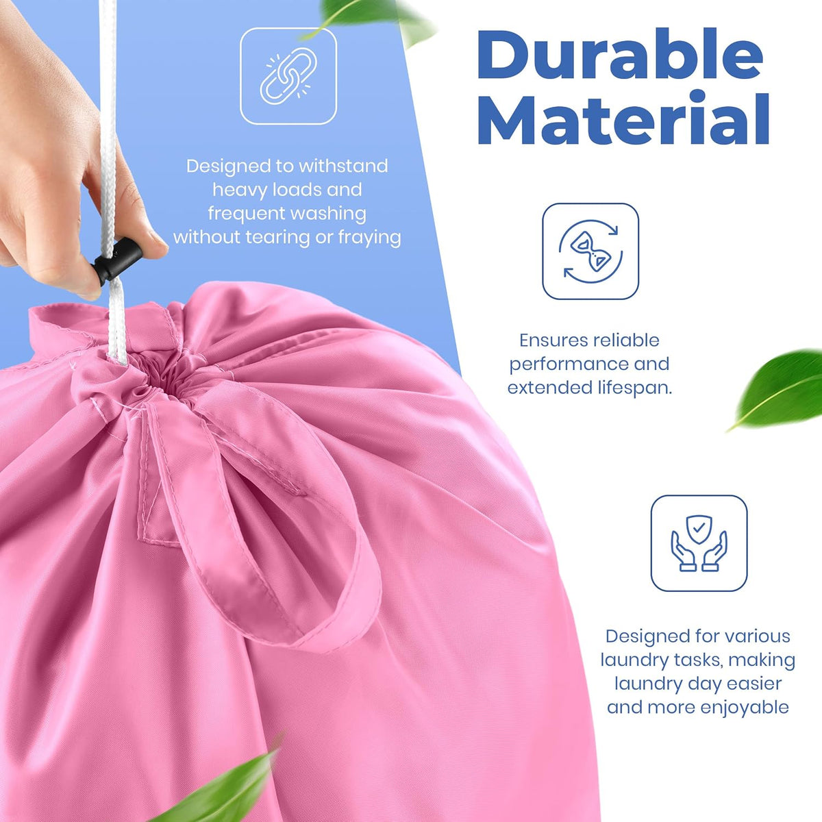 Extra Large Travel Laundry Bag - 2-Pack Fun Print Design Bags for Dirty Clothes - Durable Water-Resistant Fabric - Sturdy Drawstring Closure (Pink-Teal | Smell Me If You Dare)