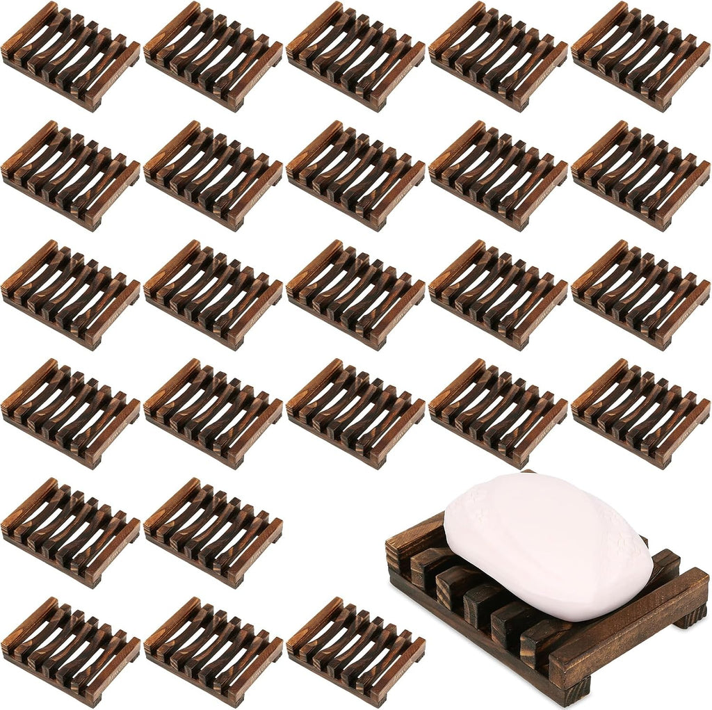 30Pack Wooden Soap Dish Holder Saver Tray Set for Shower Bathroom Kitchen