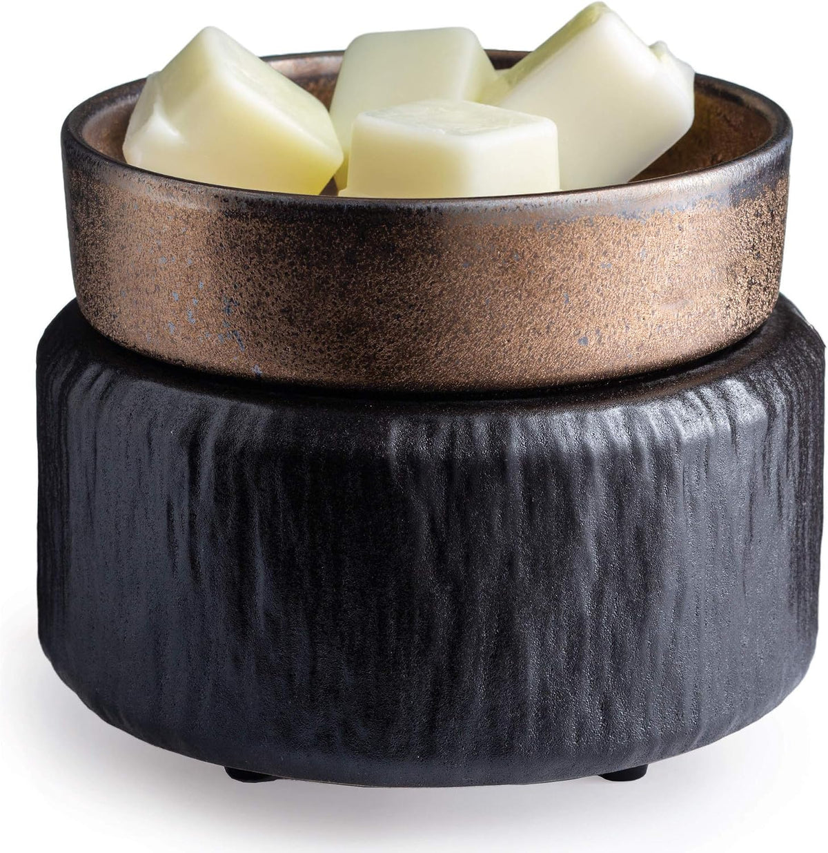 Candle Warmers ETC 2-in-1 Candle and Fragrance Warmer for Warming Scented Candles or Wax Melts and Tarts with to Freshen Room, Primitive Black and Bronze