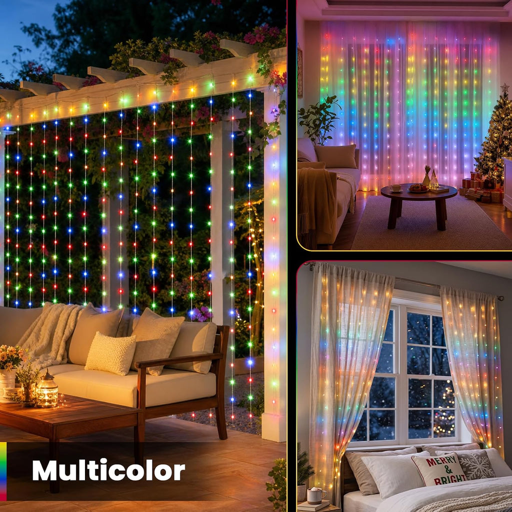 Twinkle Star 300 LED Dual Color Christmas String Curtain Lights, RGBW