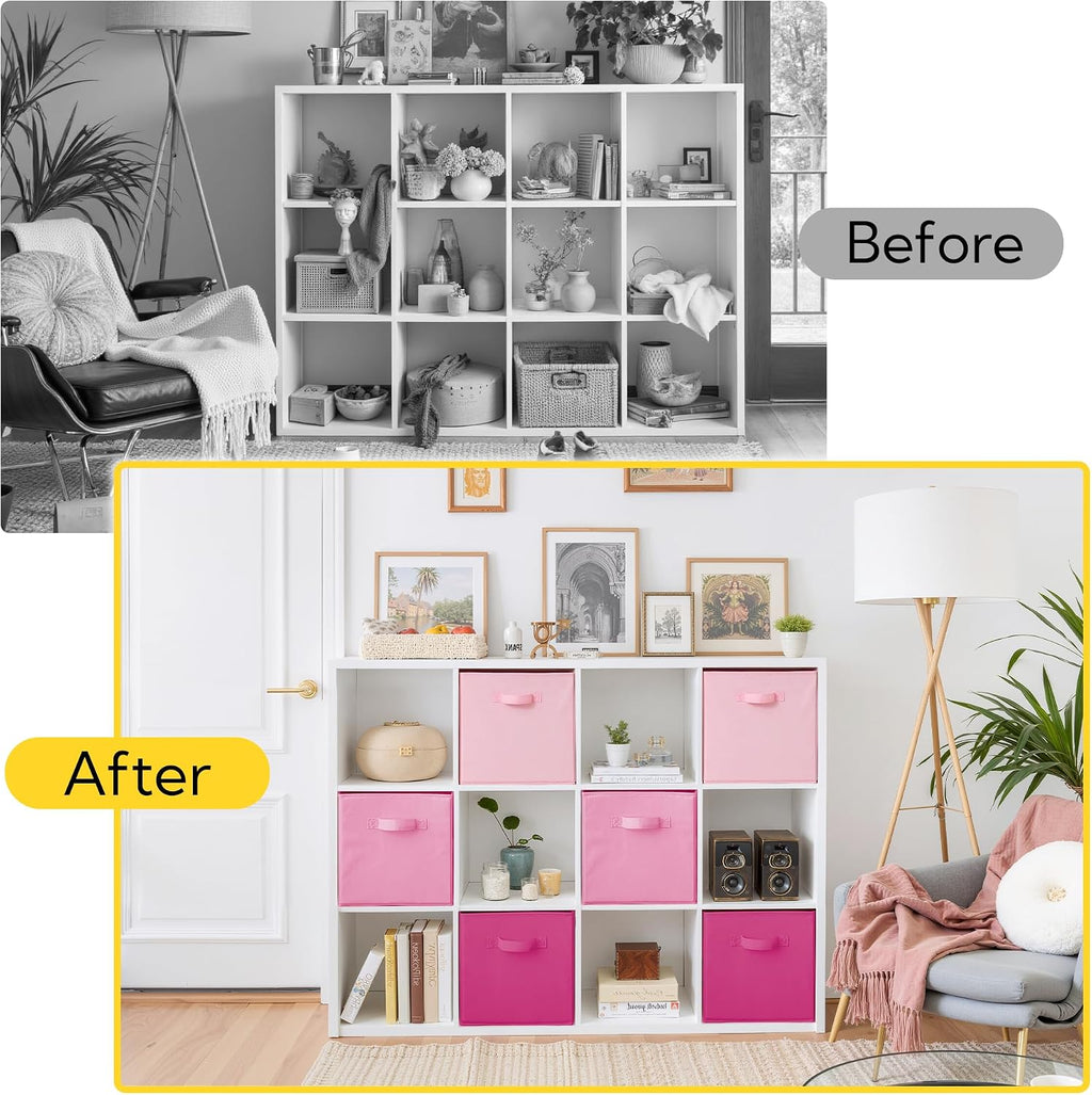 Cupic Cupid 6-Pack 13x13 Cube Storage Organizer, Cube Bins, Pink Gradient