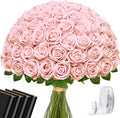 Waipfaru 50 Pcs Blush Roses Fake Velet Pink Roses
