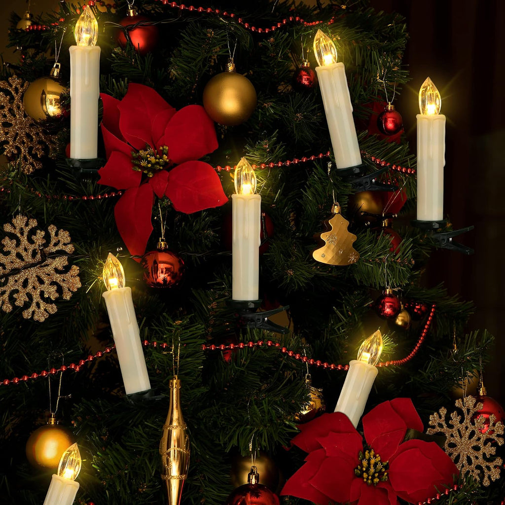FPOO 10PCS LED Window Candles Remote Timer, Christmas Tree Candles, Ivory