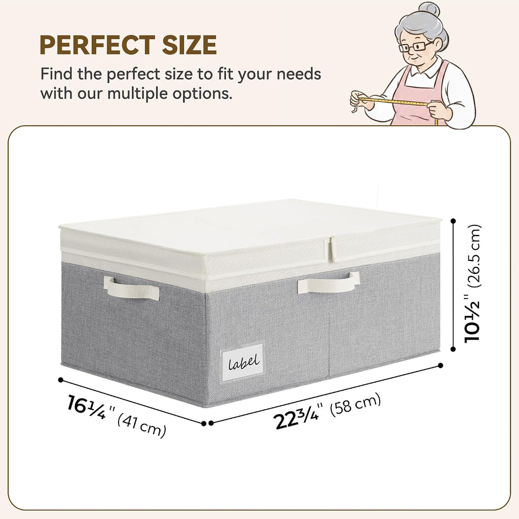 GRANNY SAYS Extra Large Storage Bins with Lids, Closet Bins, Gray & White