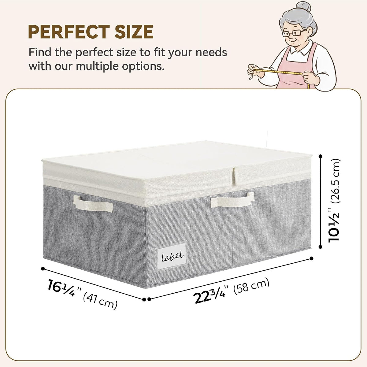 GRANNY SAYS Extra Large Storage Bins with Lids, Closet Bins, Gray & White