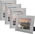 4 Pack 5x7 Picture Frames in Grey, Real Glass, Wall&Tabletop Display