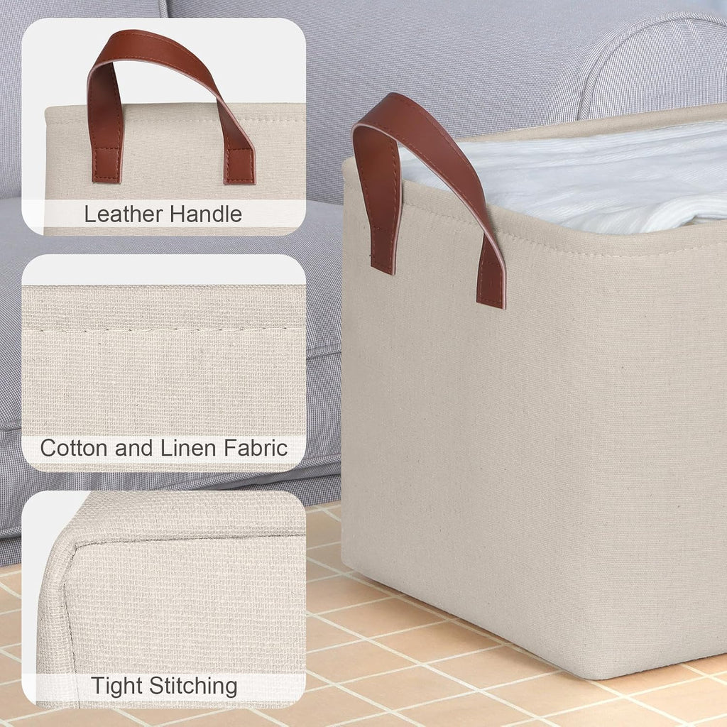 KEEGH Storage Baskets for Organizing Cube Storage 15 in, 4 Pack, Beige