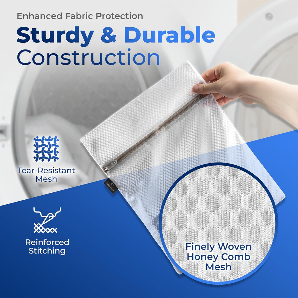 Handy Laundry Zippered Mesh Bags 4-Pack 12"x16", Honeycomb for Delicates