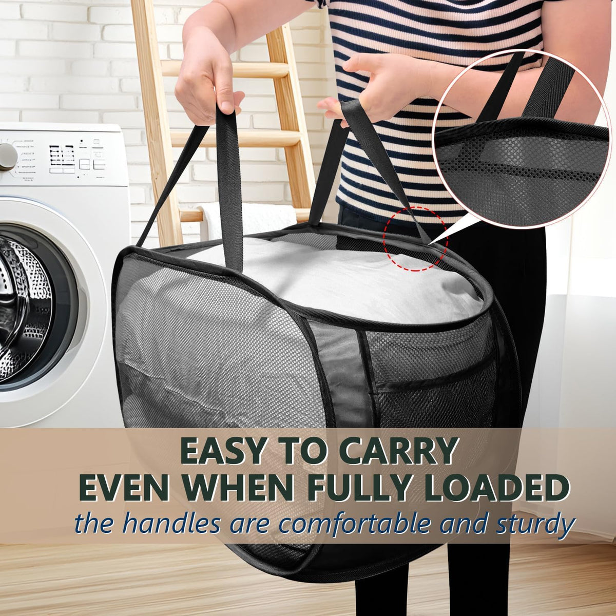Collapsible Laundry Hamper Basket,Pop Up Mesh Bag for Laundry Room