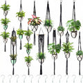 SATINIOR 12 Pcs Macrame Plant Hangers Handmade Boho Hanging Planters 12 Different Tiered Designs with 12 Hooks for Flower Pots Indoor Outdoor Decorative Wall Hanging Baskets for Home (Gothic,Black)
