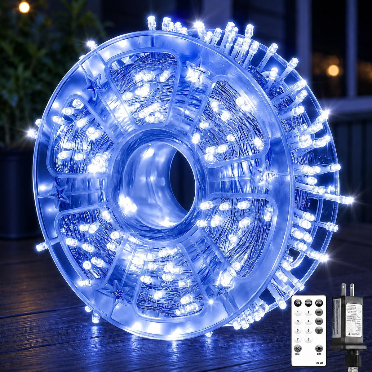 400FT Blue LED Fairy Lights, String Lights with Remote, 8 Lighting Modes, Waterproof Light Strand for Winter Decor, Snowflake Display, Bedroom, Baby Shower, Birthday, Party, Indoor Outdoor Decorations
