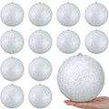 Wettarn 12 Pieces Sparkling White Large 6" Christmas Balls Ornaments