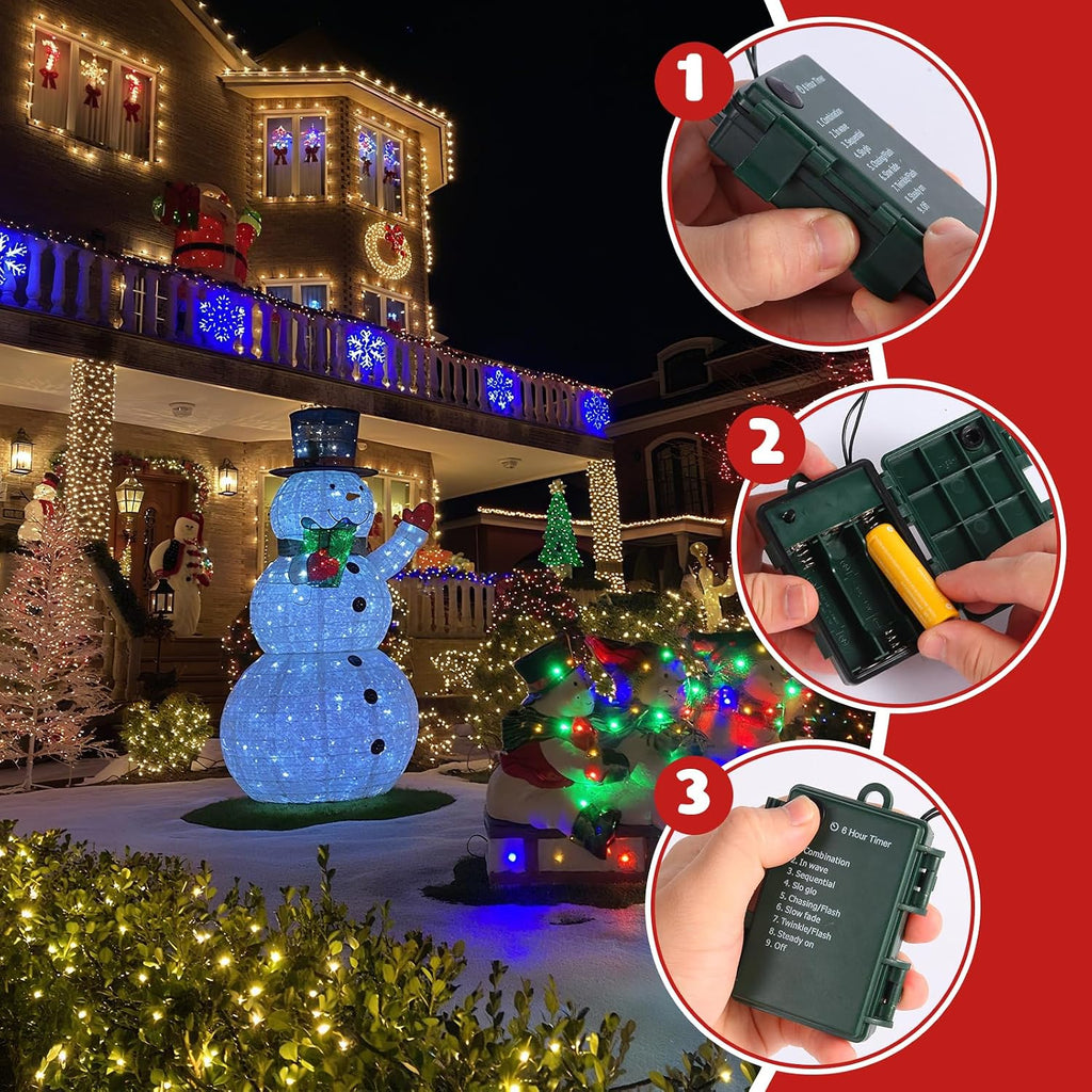 2 Pack Battery Operated Christmas Lights, Total 100LED 32FT Christmas Lights Outdoor, Waterproof Mini String Lights with 8 Modes, Decorations for Indoor Patio Garden Party Decor (Multi-Colored)