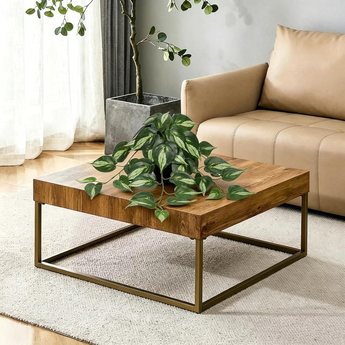 DILATATA 2 Pack Artifitial Hanging Plants 18" Fake Devil's Ivy Golden Pothos Plants, Hanging Potted Plants for Home Office Bedroom Indoor Outdoor Decor