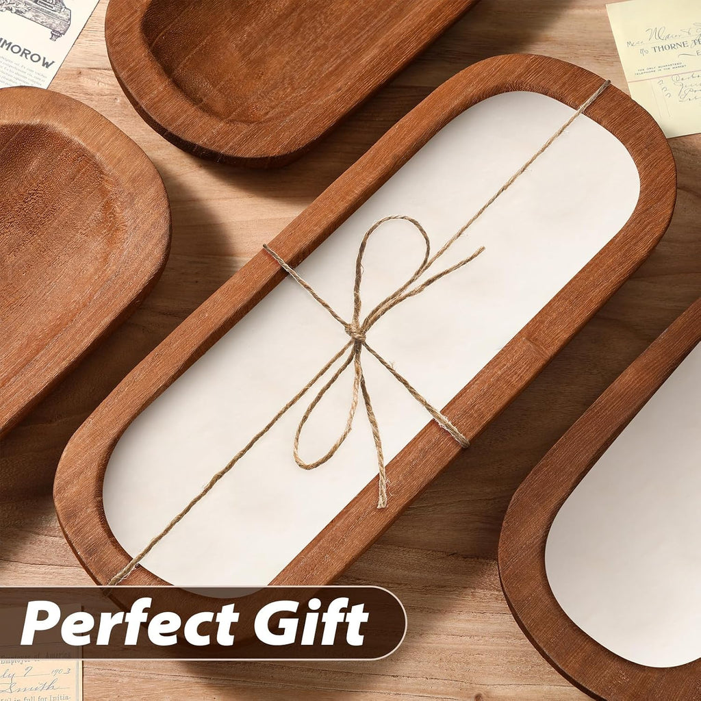 FoldTier 4 Pcs Wooden Dough Bowl Bulk, Brown, 16' X 6'' X 2'', Classic