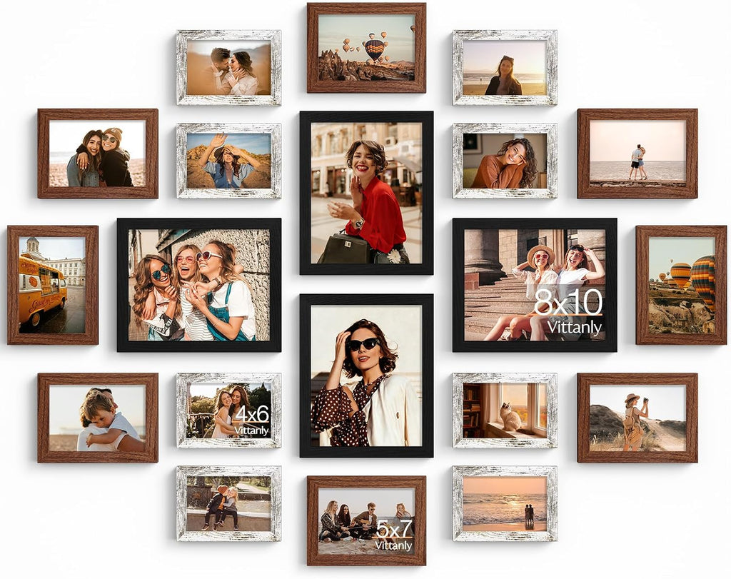 Vittanly 20 Pack Picture Frames Collage Wall Decor for Wall or Tabletop