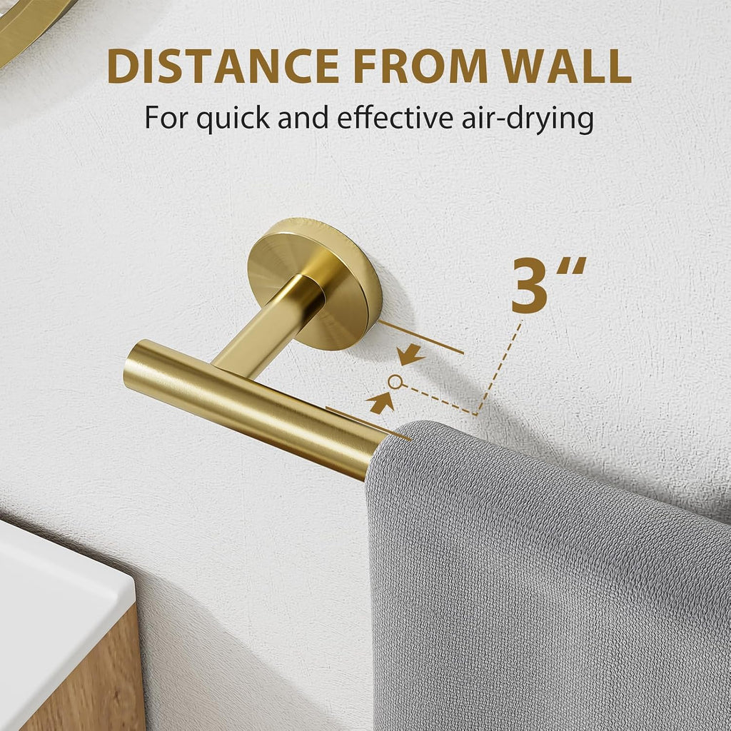 24 Inch Brushed Gold Towel Bar, Bathroom Towel Rack, Modern Bathroom Decor