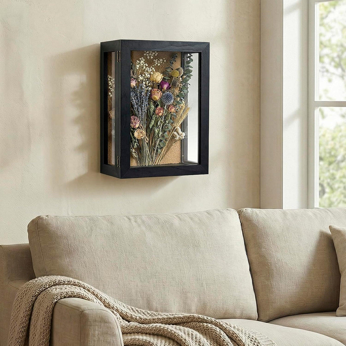 MyGift Black Wood Wall Mounted Shadow Box, 11x15 Inch Enclosed Display Case