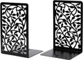 CNK Book Ends for Shelves - Metal Holders for Home Office Heavy Books, Shelf Stoppers, Decorative Set of 2 Black Infinite Leaves Bookends