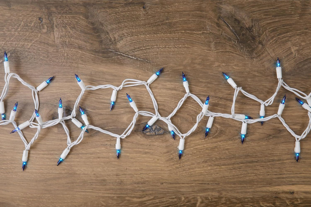 612 Vermont 50 Blue Incandescent Christmas Lights on a White Wire String