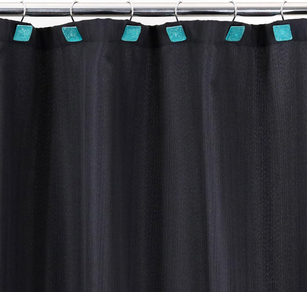 Teal Blue Bling Shower Curtain Hooks: Aqua Christmas Curtain Rings,12Pcs