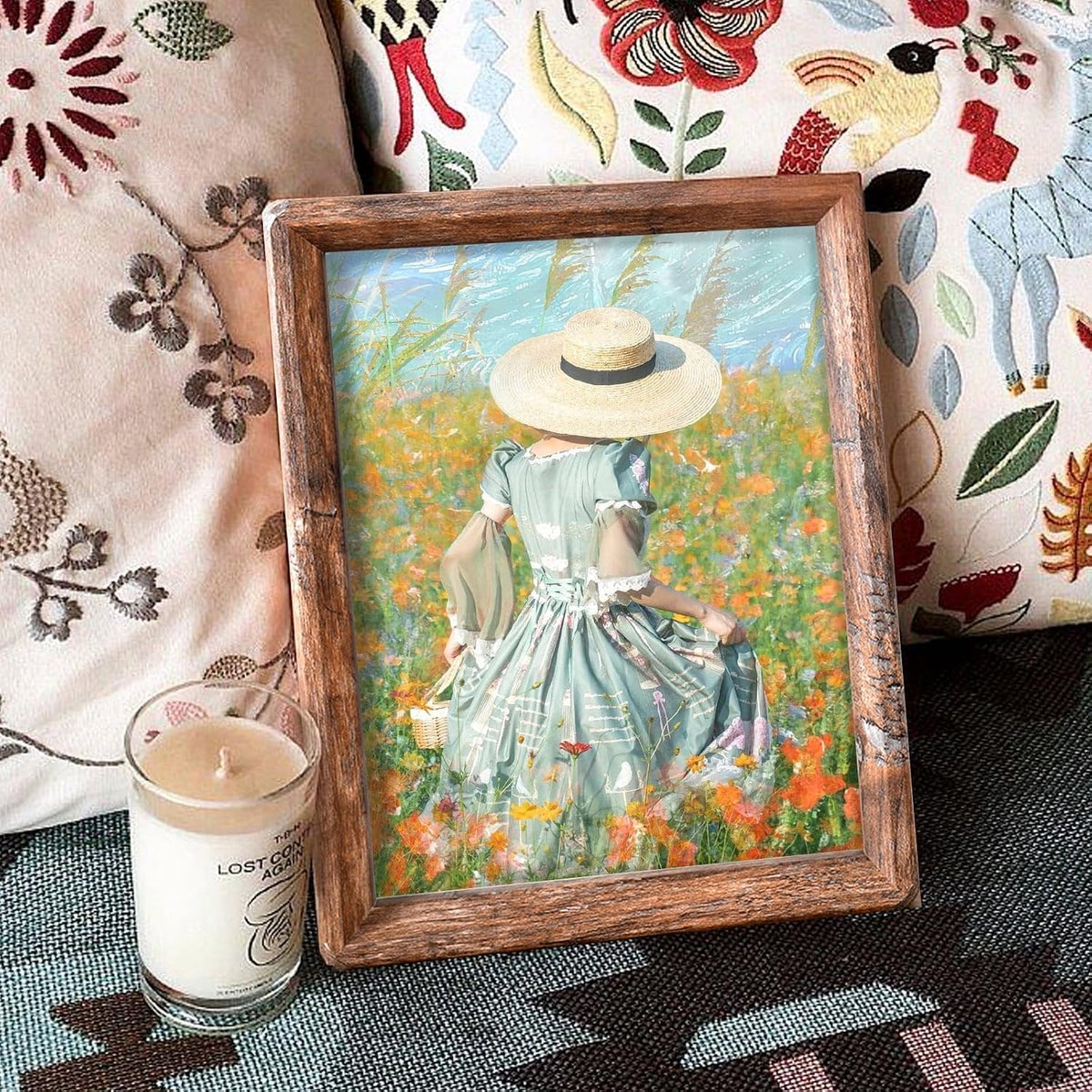 8x10 Wood Picture Frame,Rustic Barn Wood with Clear Tempered Glass