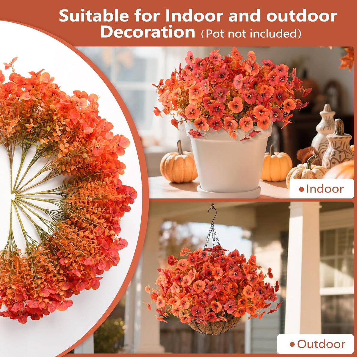 INQCMY Artificial Pansy Fall Flowers for Outdoors Decoration Faux Mums