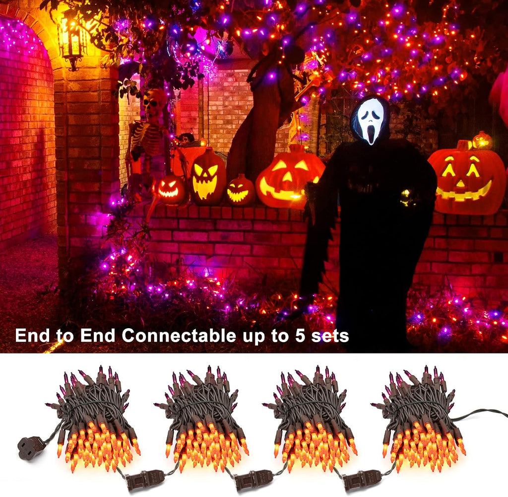 ODEETRONIC Purple Orange Incandescent Halloween Lights, 21.63 ft, 100 Count