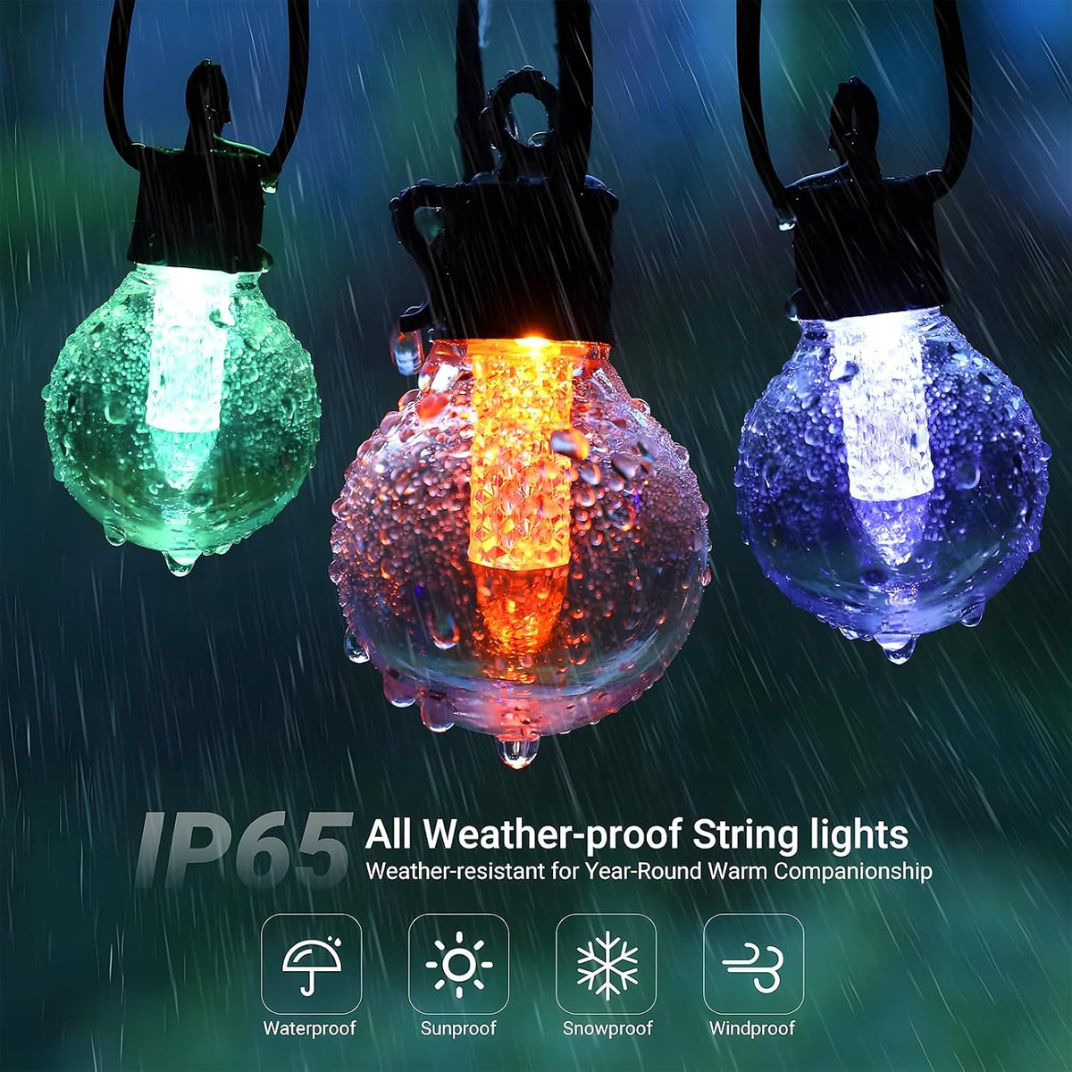 10FT Color Changing String Lights Outdoor LED Patio Lights