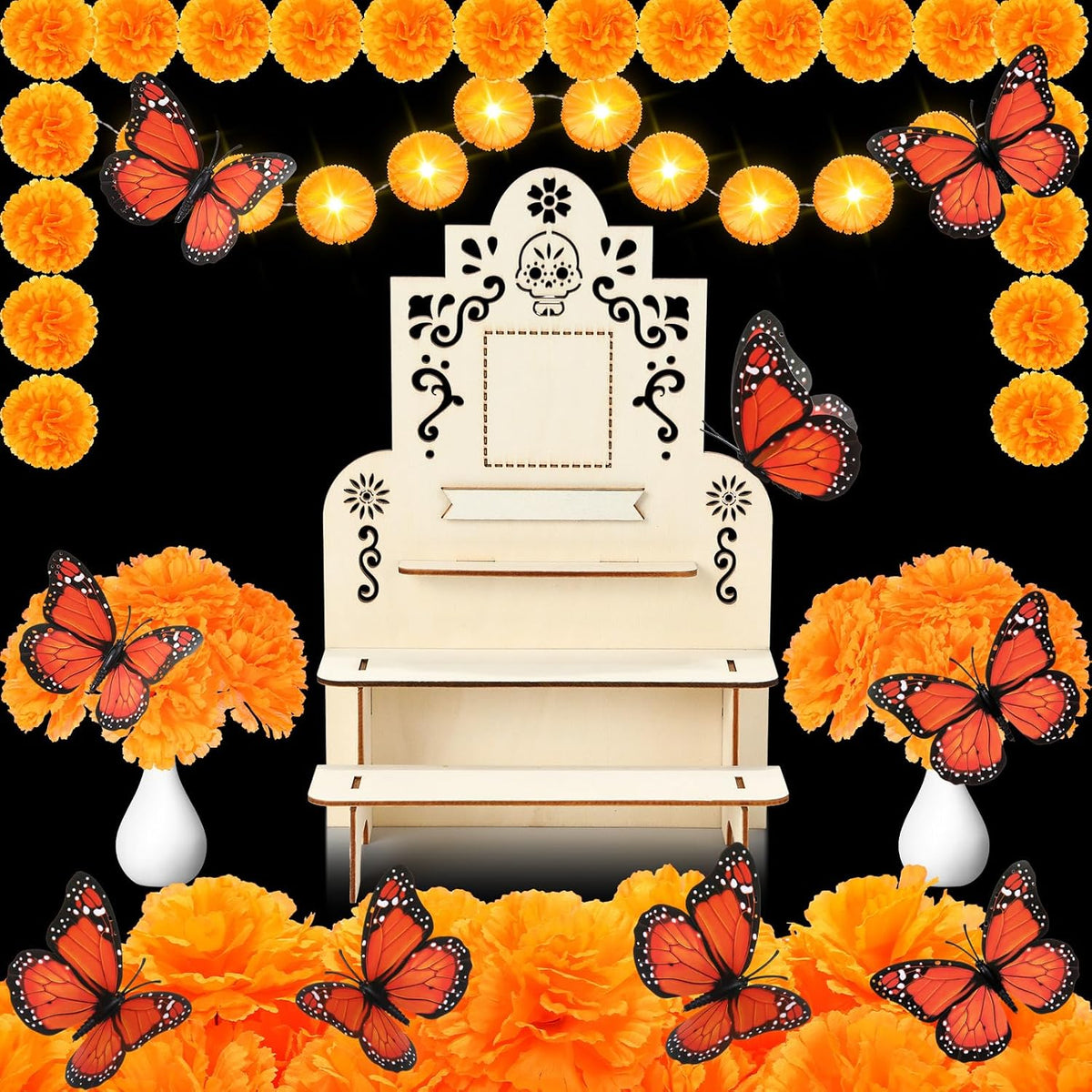 Jetec 28 Pcs Dia De Los Muertos Altar Kit 10" Day of The Dead Decor, Arched