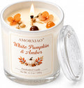 Pumpkin & Amber Scented Candle, 11.3 Oz Soy Wax Fall Candle Gift for Women