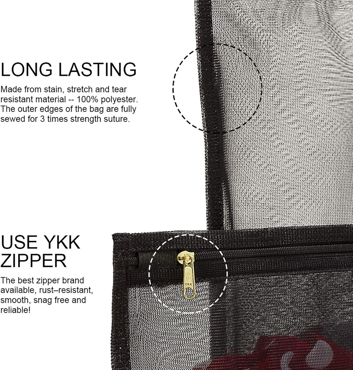 TENRAI 3 Pack (3 Medium) Delicates Laundry Bags, Bra Fine Mesh Wash Bag, Use YKK Zipper, Have Hanger Loops, Zippered, Protect Best Clothes in The Washer (Black)