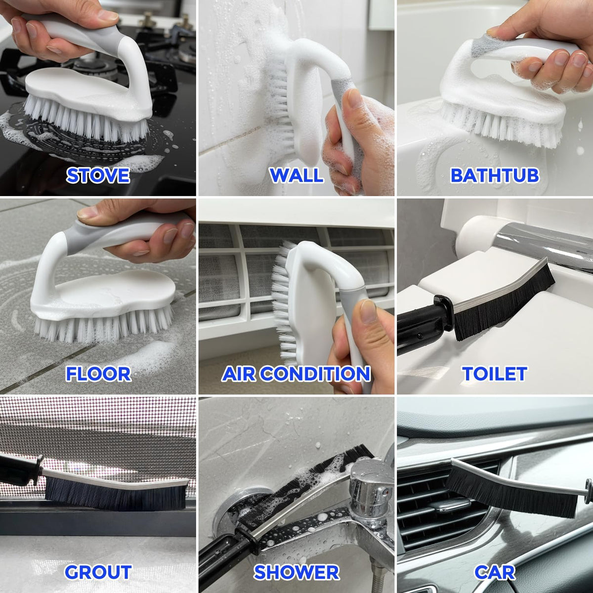 Holikme 6 Pack Cleaning Brush Scrub Brush Kitchen Brush for Floor,Blue