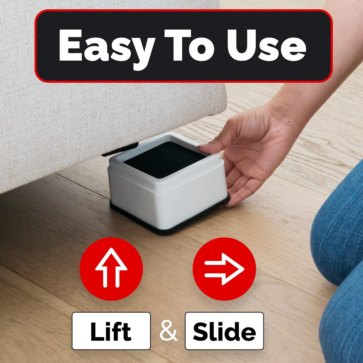 iPrimio Bed Risers 2" Lift, Heavy Duty for Dorm, Square, White, 4 Pack