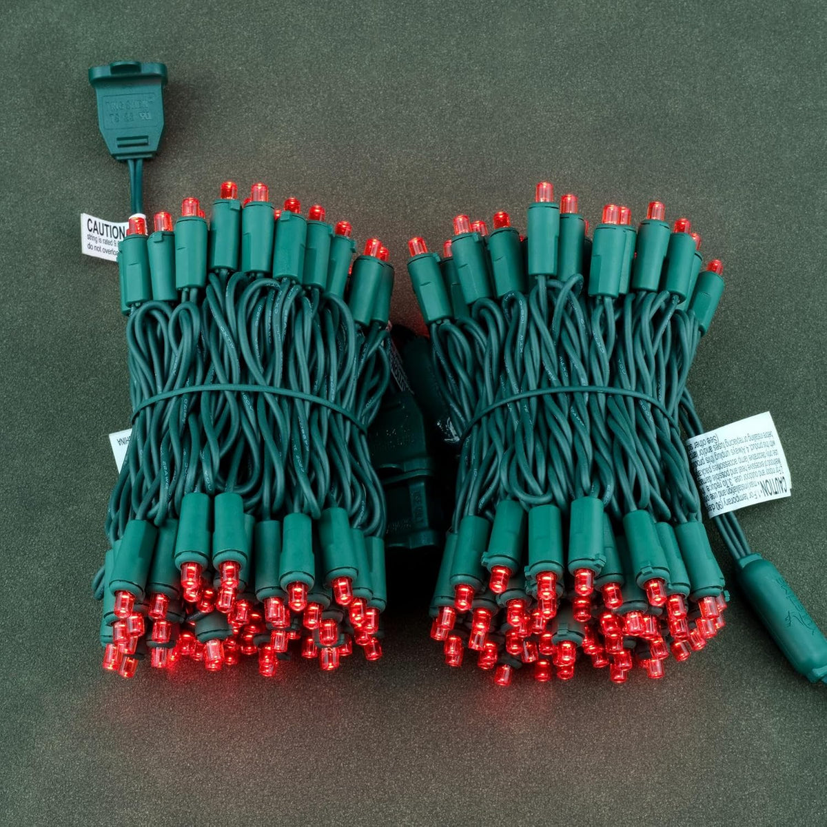 YULETIME 200 Red Christmas String Lights, 2-Set 25 ft 100 Wide Angle LED
