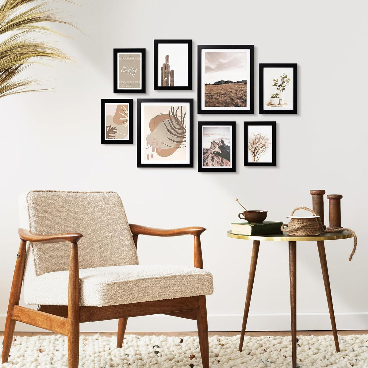 ArtbyHannah Gallery Wall Frame Set, 8 Pack Neutral Wall Decor, Black, Small