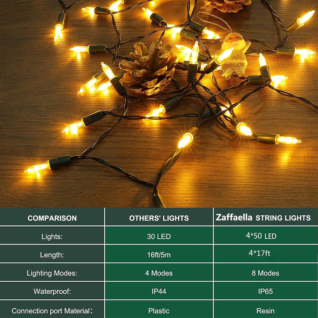 Battery Operated Christmas Lights, 4 Pack 17ft 50 LED Mini