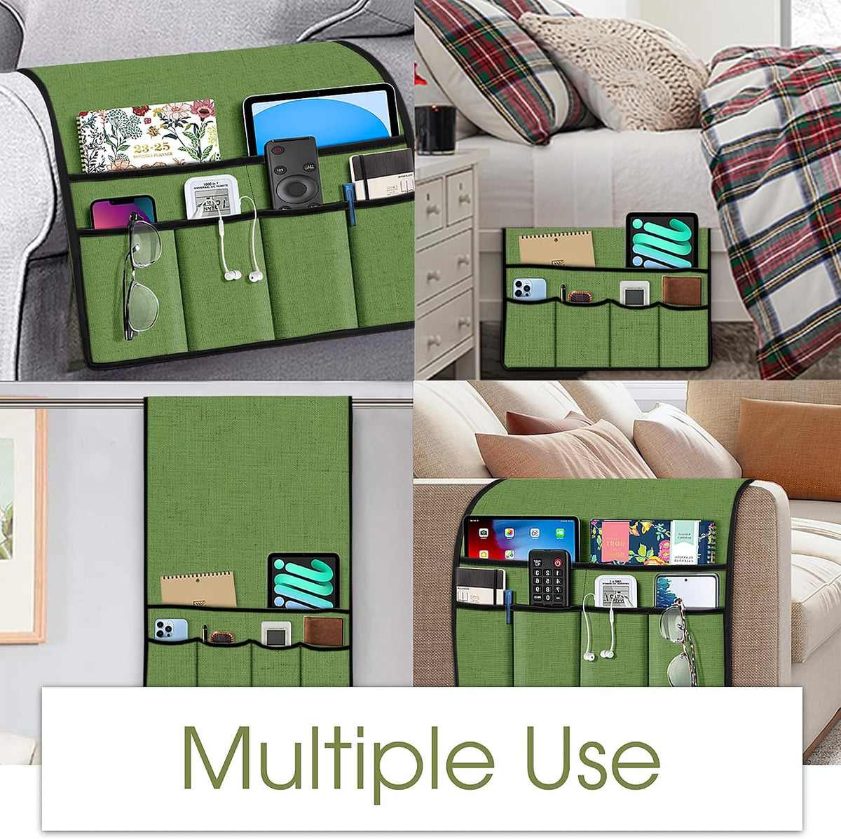 Joywell Remote Control Holder Chair Caddy Armrest Organizer Piquant Green