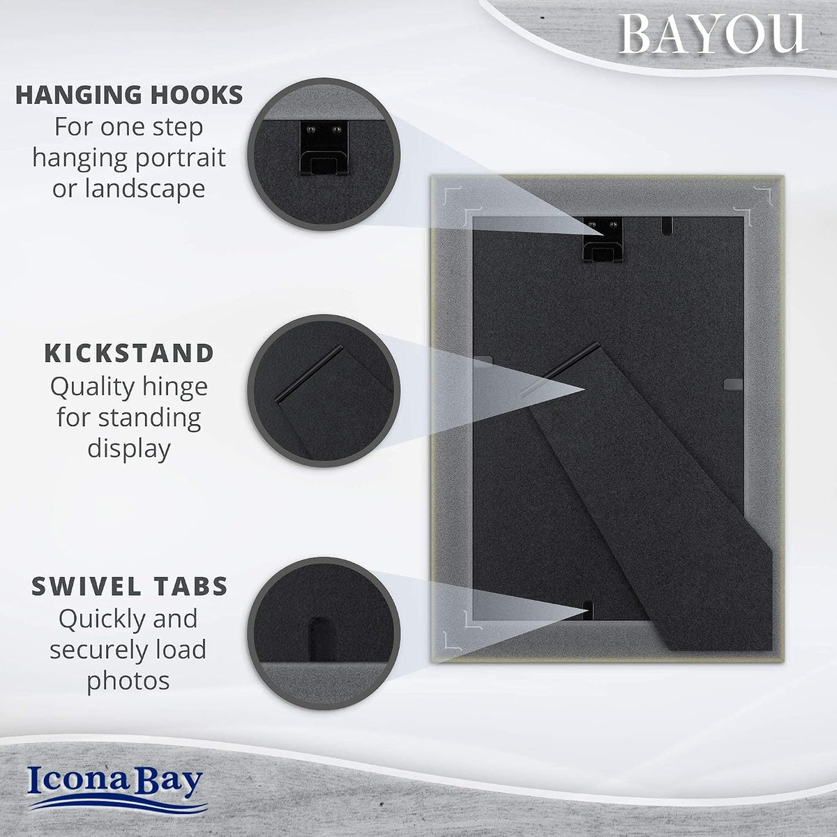 Icona Bay 6x4 Picture Frame (Azure Grey, 1 Pack) Cape Cod Style 6 x 4 Photo Frame, Table Top or Wall Mount, Bayou Collection