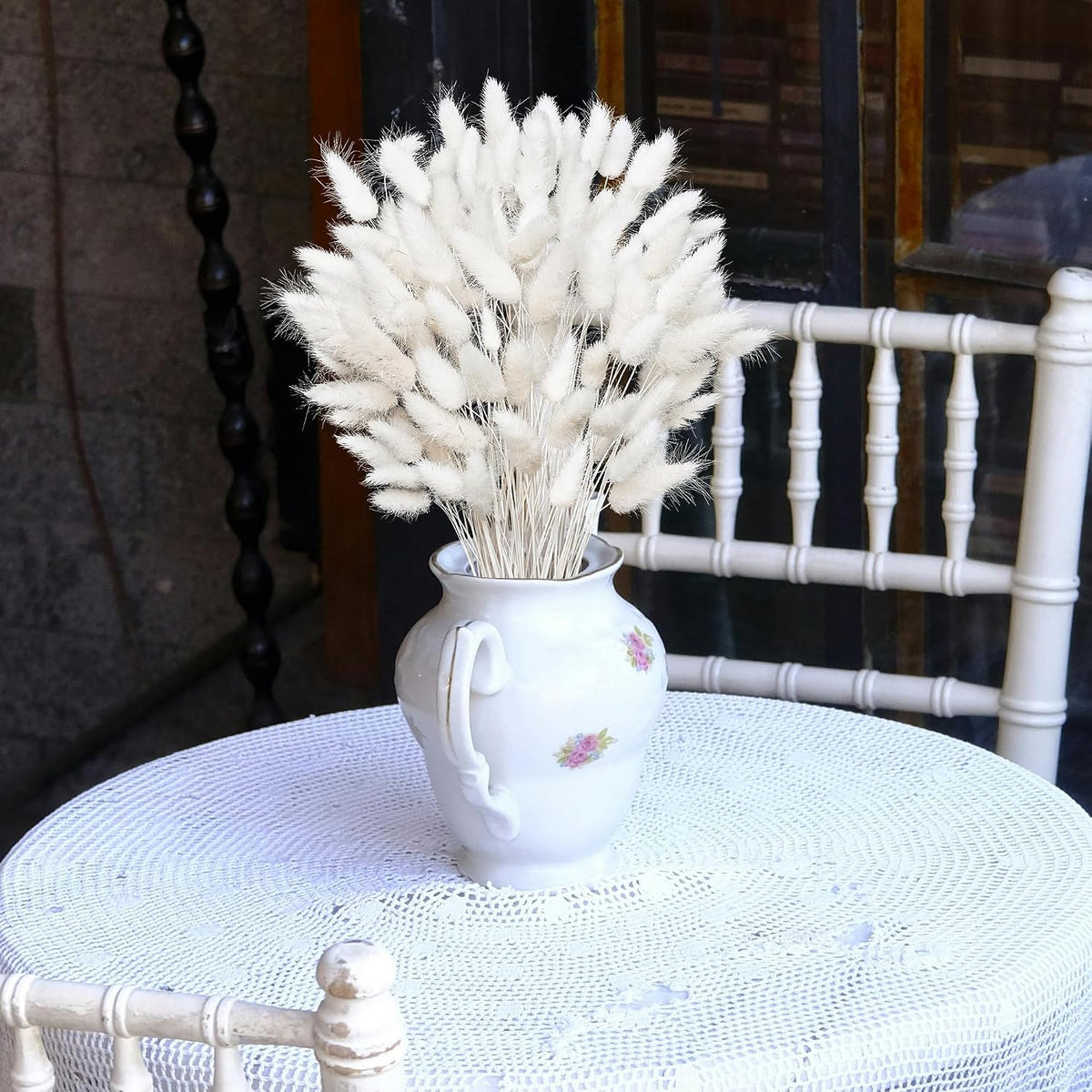 120 PCS White Dried Pampas Grass Decor, 17-inch Pompas Floral, Dry Flowers for Decoration, Pampas Grass in Bulk Tall, White Bunny Tails Dried Flowers for Boho Wedding