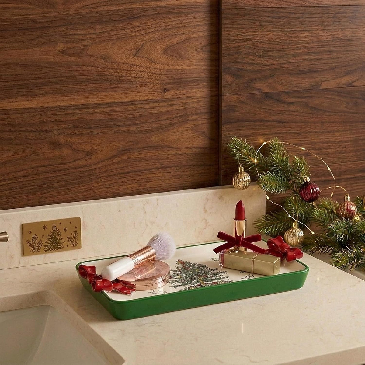 Spode - Christmas Vanity Tray, Organizer for Soap, Lotion, Jewelry & Makeup