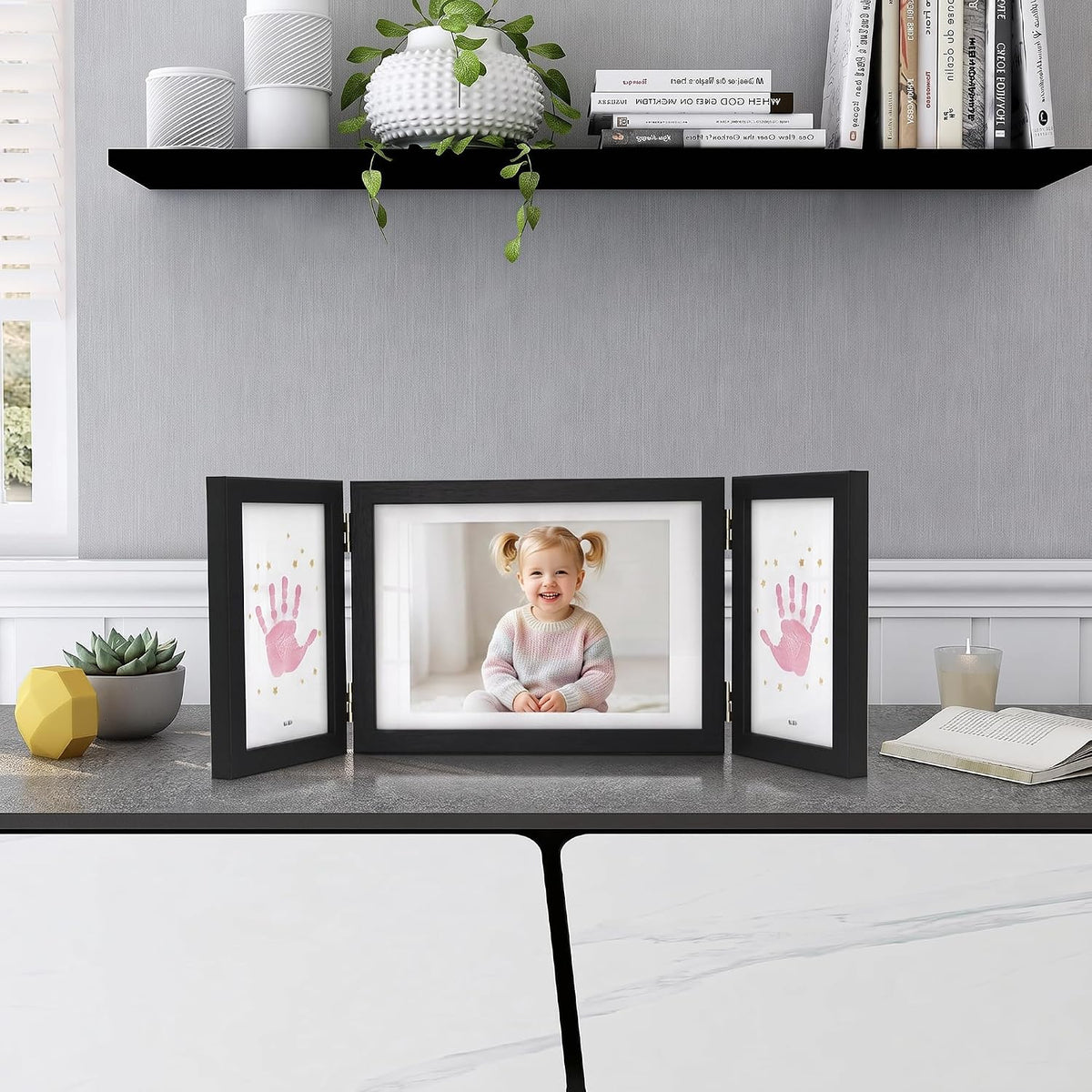 Afuly 3 Picture Frame 4x6 Black 5x7 Collage Triple Photo Frames for Desk