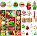 58pcs Classic Christmas Balls Ornaments Set, Red Green Gold Tree Hanging