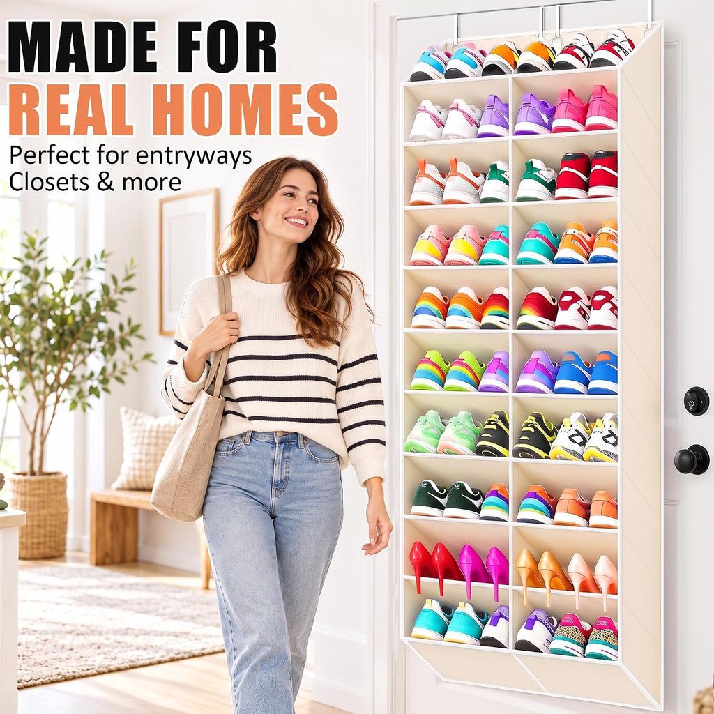 UVIAHOMI 20-30 Pairs Over the Door Shoe Organizer, 20 Breathable Pockets