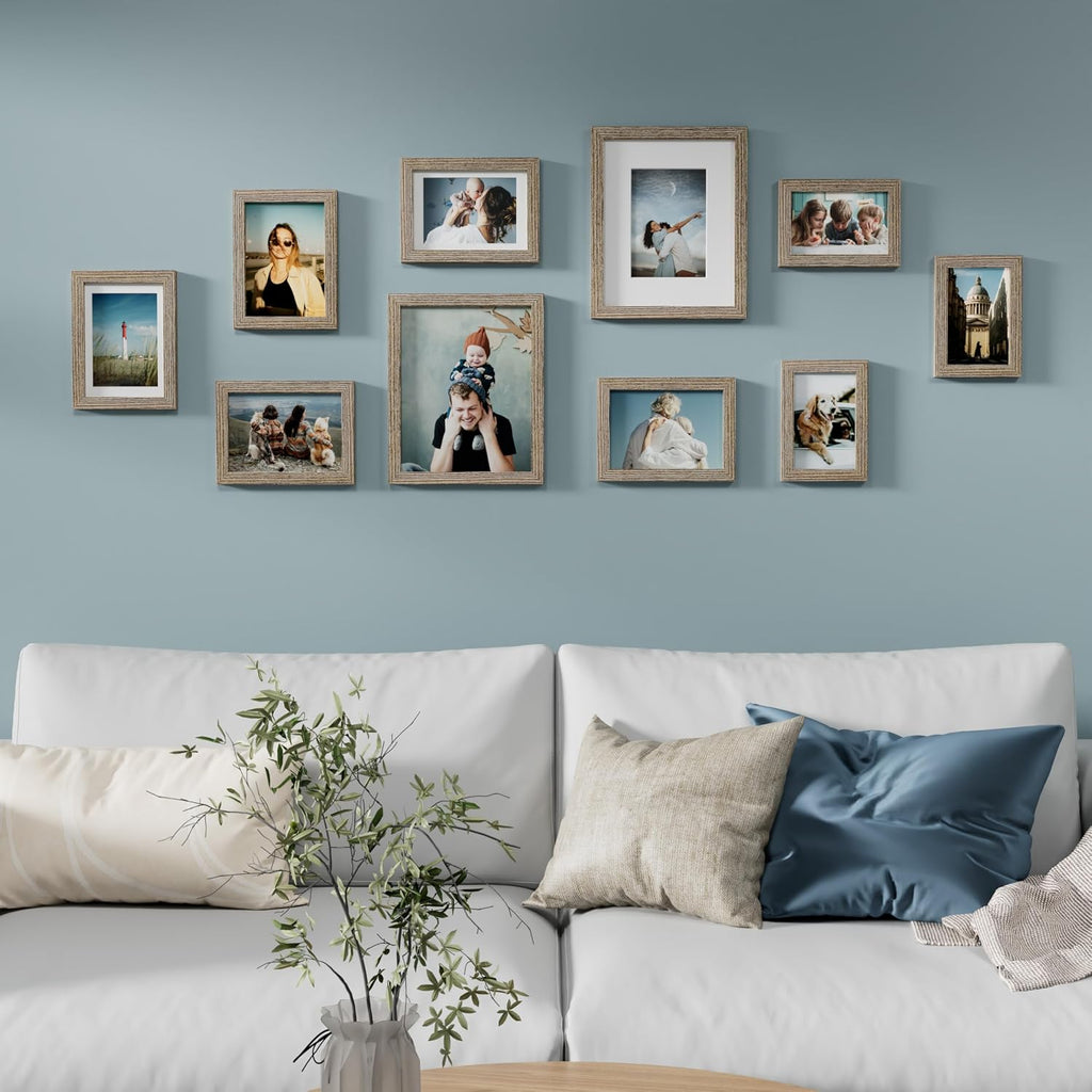 Vittanly 10 Pack Picture Frames Collage Wall Decor, Grayish Brown