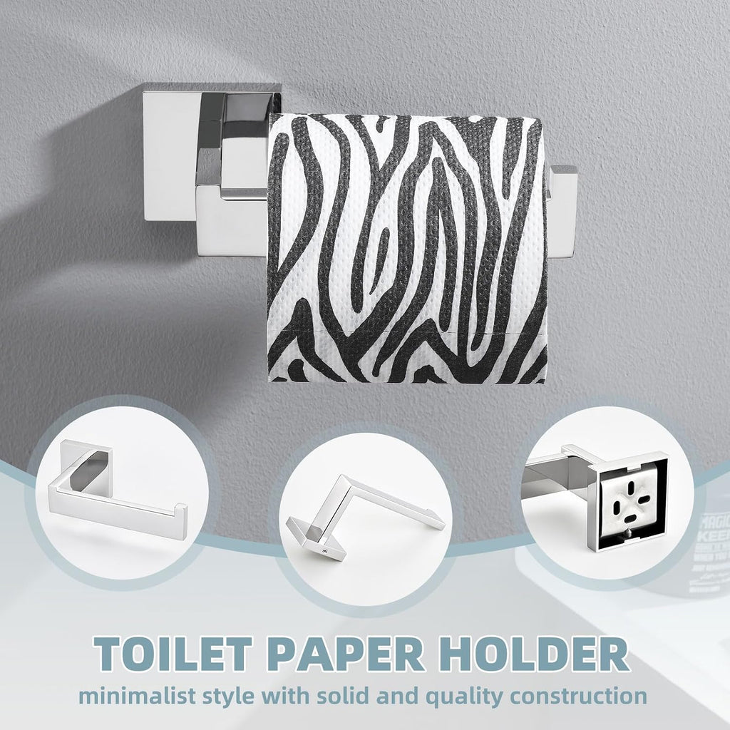 Angle Simple Bathroom Hardware Set 4-Piece, Polished Chrome