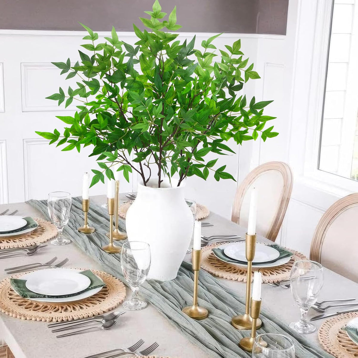 3Pcs Artificial Greenery Stems for Vase 35.4in Nandina Branches