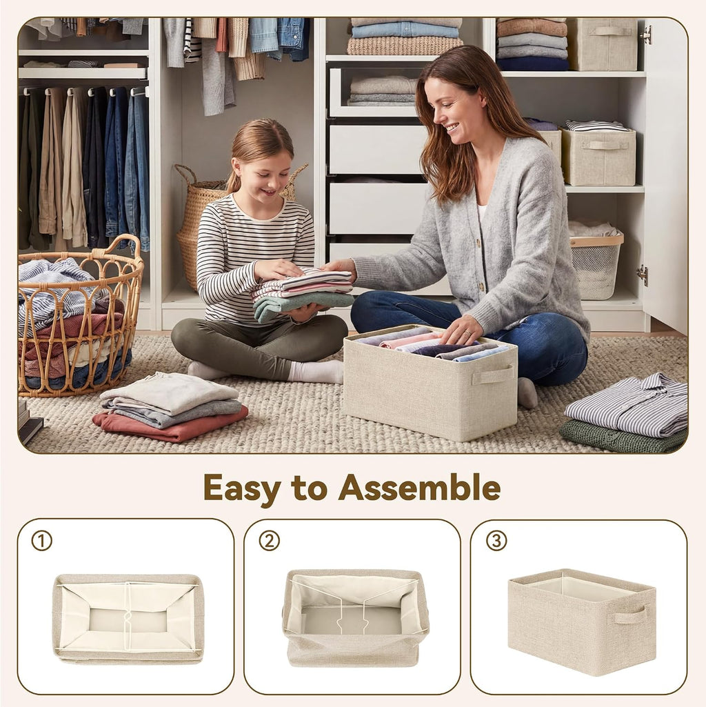 GRANNY SAYS Fabric Storage Bin for Closet, Khaki, 2-Pack, 13"x8.5"x7"