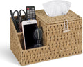 Tissue Box Cover with Storage, Wicker Paper Rope Square Tissue Box Holder