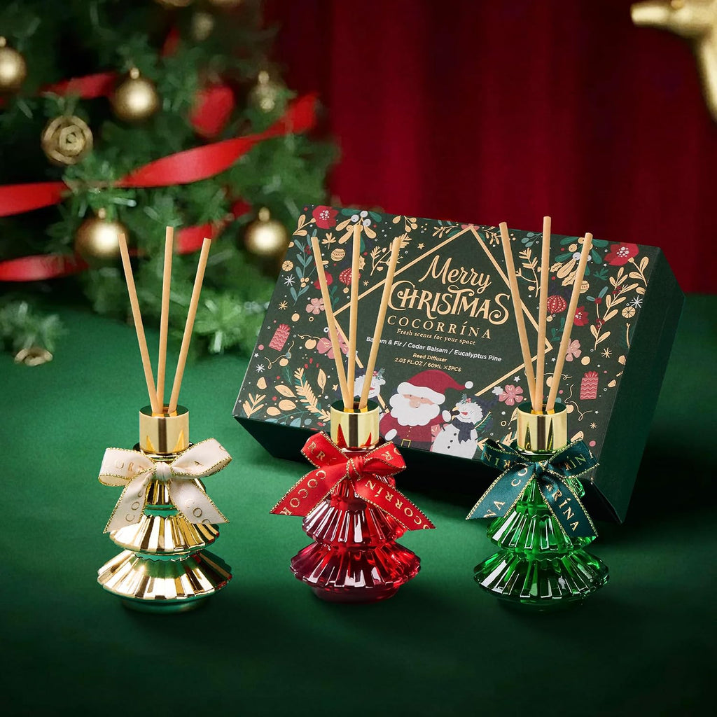 COCORRÍNA Christmas Tree Reed Diffuser Set of 3, 2.03 fl oz Each